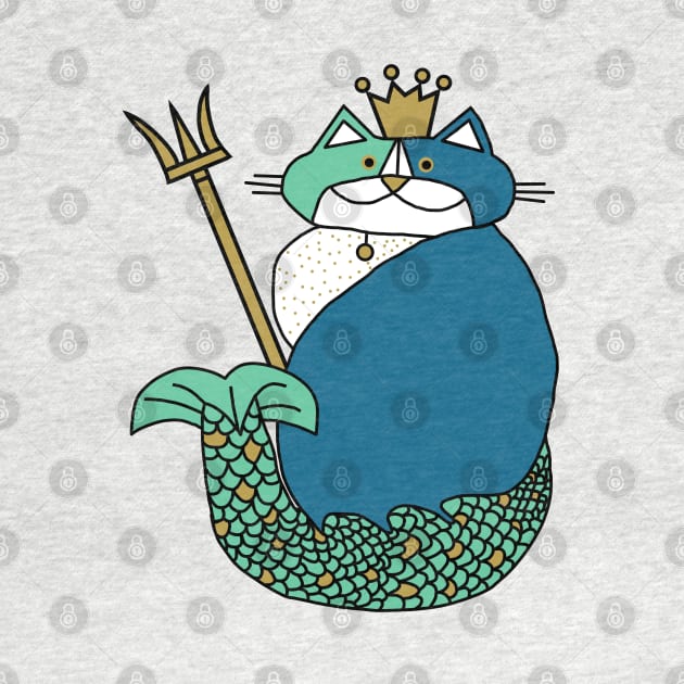 Kevin the Cat Mermaid King by ellenhenryart